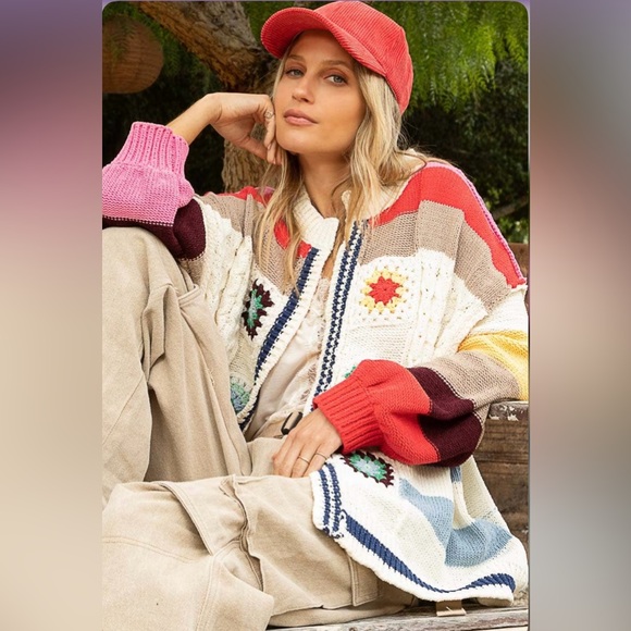 Closeout!▪️NWT POL Handmade Balloon Sleeve Patch Open Cardigan - Picture 5 of 10